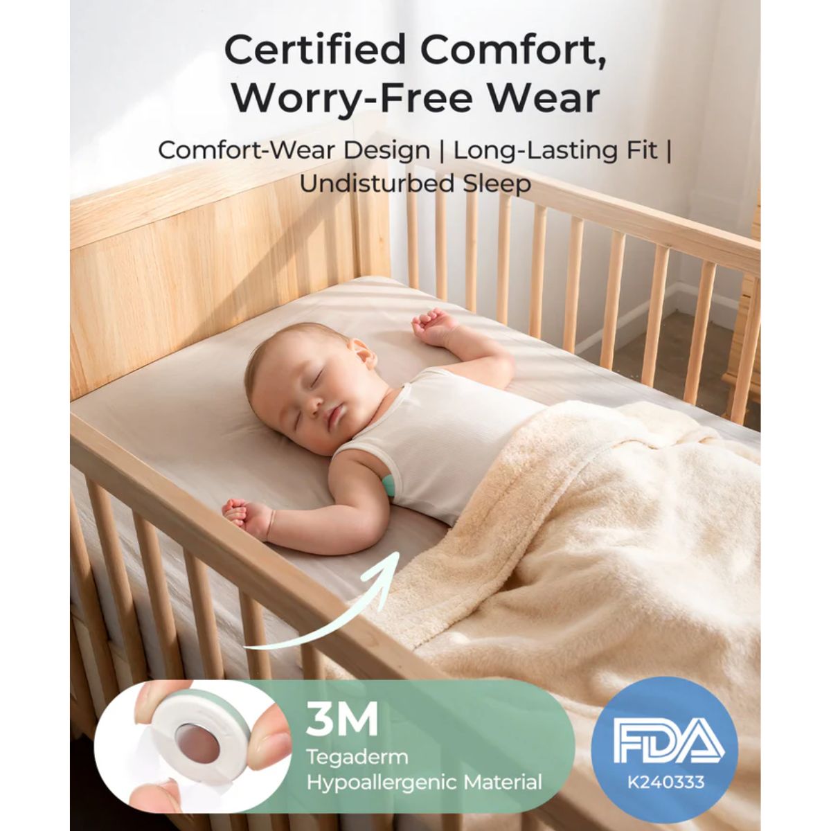 Momcozy Smart Digital Baby Thermometer with App - Comfortable and Discreet Wearable Design